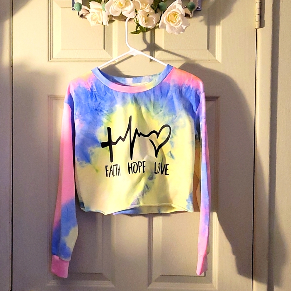Tie-Dye Long Sleeve Crop Top Size XS